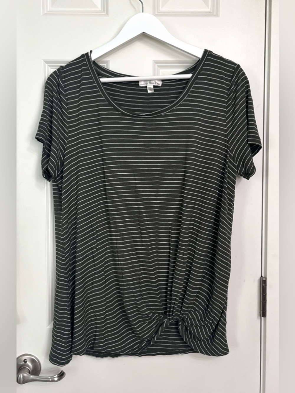 Nine Britton Striped Short Sleeve Twist Tee